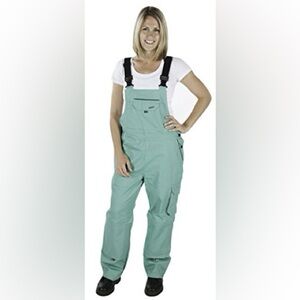 Rosies Workwear Sea Green Overall Bibs Work Wear women’s sz XL zip off cargo